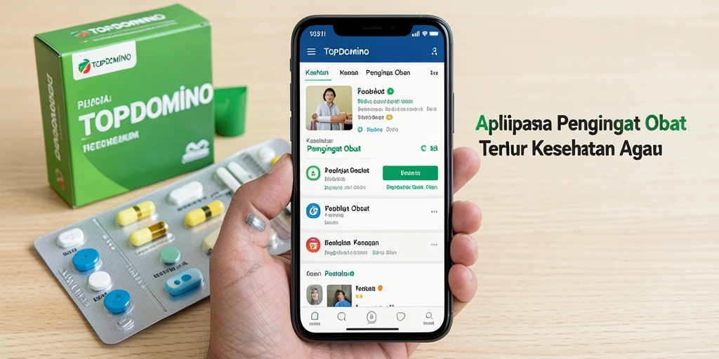 Antarmuka aplikasi TOPDOMINO untuk Pengingat Obat yang intuitif dan sederhana.