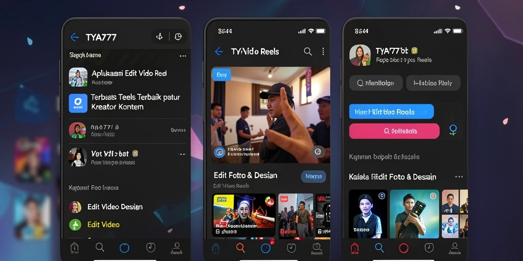 Antarmuka TYA777 menampilkan fitur Edit Video Reels yang intuitif.